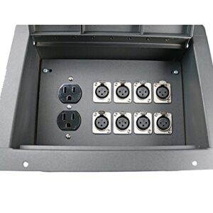 Pro Audio Stage Recessed Floor Box with 110v Electric and XLR Connections (8 XLR, Pre Wired)