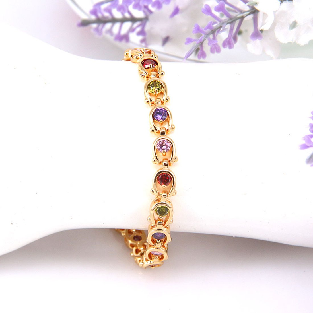 Women Bracelets, 18K Multi-Gemstone and Diamond Tennis Bracelet Gold Heart Bracelets for Women (Diamond Bracelet)