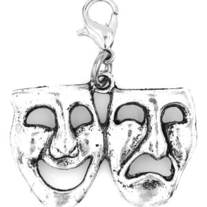 It's All About...You! Mini Comedy & Tragedy Mask Stainless Steel Clasp Clip on Charm 80O