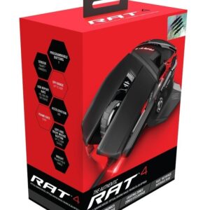 Mad Catz RAT4 Wired Optical USB LED RGB Mouse with 9 Programmable Buttons, Adjustable - Black