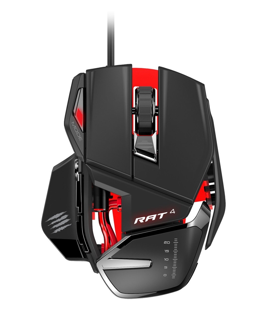 Mad Catz RAT4 Wired Optical USB LED RGB Mouse with 9 Programmable Buttons, Adjustable - Black