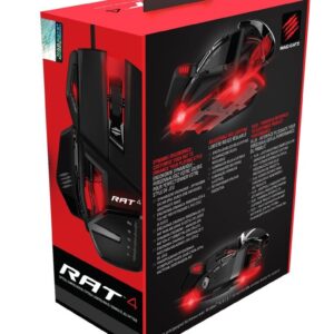 Mad Catz RAT4 Wired Optical USB LED RGB Mouse with 9 Programmable Buttons, Adjustable - Black