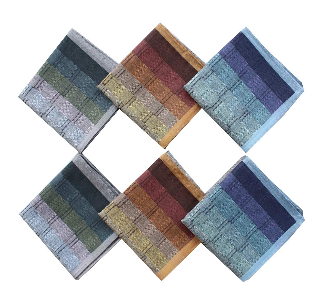 Mens Luxury 100% Cotton Handkerchiefs Plaid 3PCS