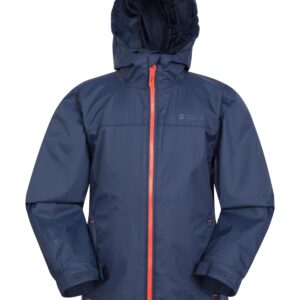 Mountain Warehouse Torrent Kids Waterproof Jacket - Rain Coat, Pockets Dark Blue 9-10 Years