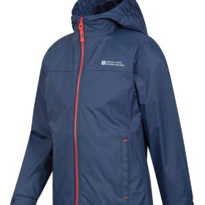 Mountain Warehouse Torrent Kids Waterproof Jacket - Rain Coat, Pockets Dark Blue 9-10 Years