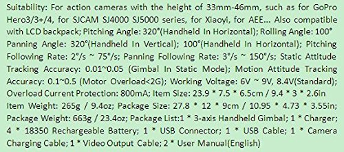 GOWE 3 Axis Brushless Handheld Steady Gimbal Gyro Stabilizer for GoPro Hero3 3+ 4 Xiaoyi SJCAM Series Action Camera