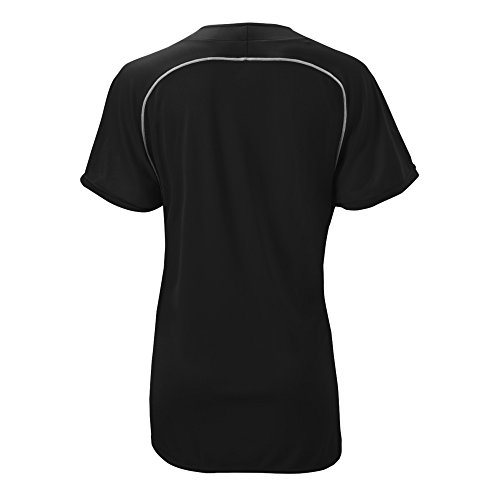 Mizuno Women's Elite 2-Button Game jersey, Black-White, SMALL (S)