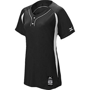 mizuno women's elite 2-button game jersey, black-white, small (s)