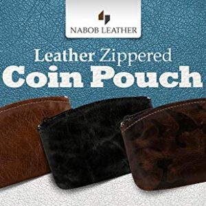 Genuine Leather Large Coin Purse for Women, Change Purse Zipper Wallet For Men Size 5x3 U.S.A. Made By Nabob Leather