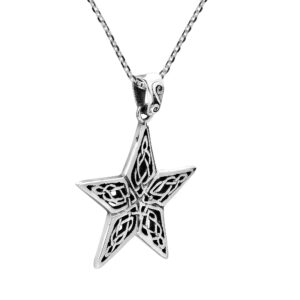 AeraVida Intricate Celtic Knot Star .925 Sterling Silver Pendant Necklace | Delicate Sterling Silver Necklace for Women | Vintage Long Necklaces for Women | Necklace Women Jewelry | Mother’s Day