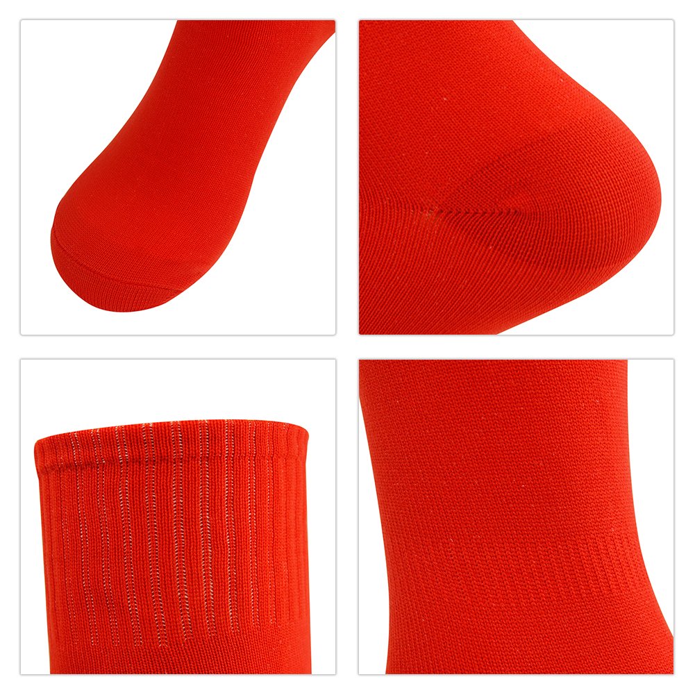 Back to School Socks,Red Softball Soccer Socks,Three street Women's Men's Over Knee High Solid Athletic Football Baseball Hockey Team Long Tube Socks Red 10-Pairs