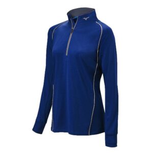 mizuno women's comp half zip batting jacket, navy, small