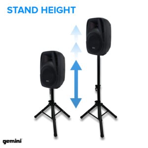 Gemini Sound Professional PA System - Dual 10" Speakers with 600W Amp, Bluetooth, Mixer, USB/SD, Durable Design, Includes 2 Speaker Stands for DJs, Musicians