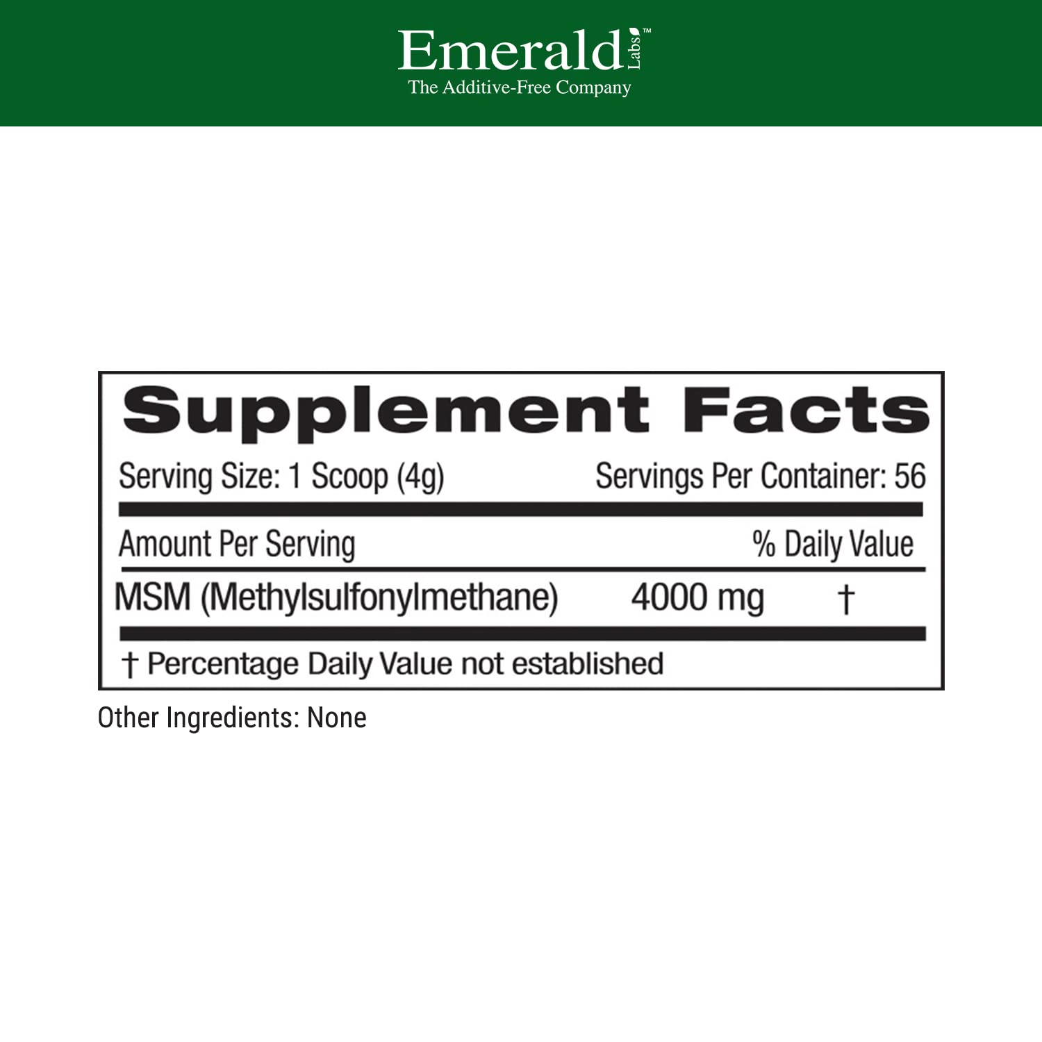 EMERALD LABS MSM Powder 4,000 mg - Plant Sourced Methylsulfonylmethane for Joint Discomfort, Stress Relief, and Healthy Immune Function - 8 Oz