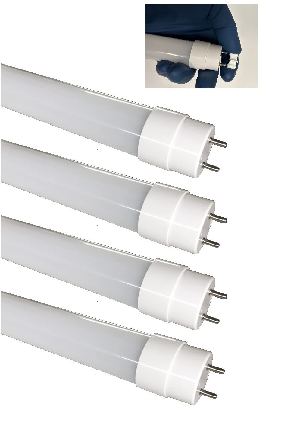 Fulight (4-Pack) Type B & Rotatable LED F15T8 Tube Light-18-Inch (17-3/4 Inches Actual Length) 1.5FT 7W, Daylight 6000K, Double-End Powered, Frosted Cover, 85-265VAC (Not a Plug-and-Play)