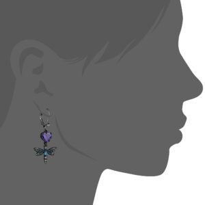 Betsey Johnson CZ & Butterfly Double Mismatch Drop Earring