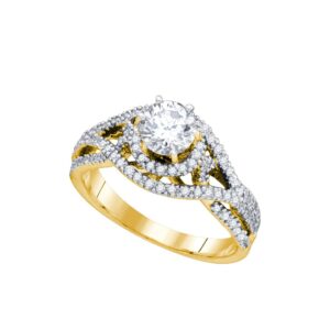 Dazzlingrock Collection 14K Yellow Gold Women's Round Diamond Woven Openwork Engagement Ring 7/8 ctw