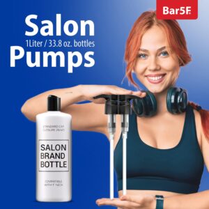 Bar5F Pump for 33.8-Oz Shampoo and Conditioner Liter Bottles (1" inch Bottle Neck 28/410) 2-Pack