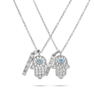 hamsa hand necklaces evil eye necklaces sisters necklaces god protection big sister little sister