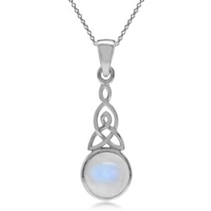 silvershake natural moonstone 925 sterling silver triquetra celtic knot pendant with 18 inch chain necklace