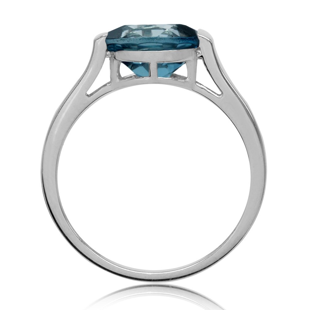 Silvershake 3.08ct. 10X8mm Genuine Oval Shape London Blue Topaz 925 Sterling Silver East-West Solitaire Ring Size 6