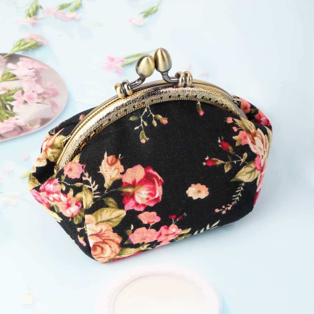 Oyachic Floral Coin Purse,Cute Flower Change Purse,Vintage Wallet with Clasp,Coin Holder Pouch for Woman Girls