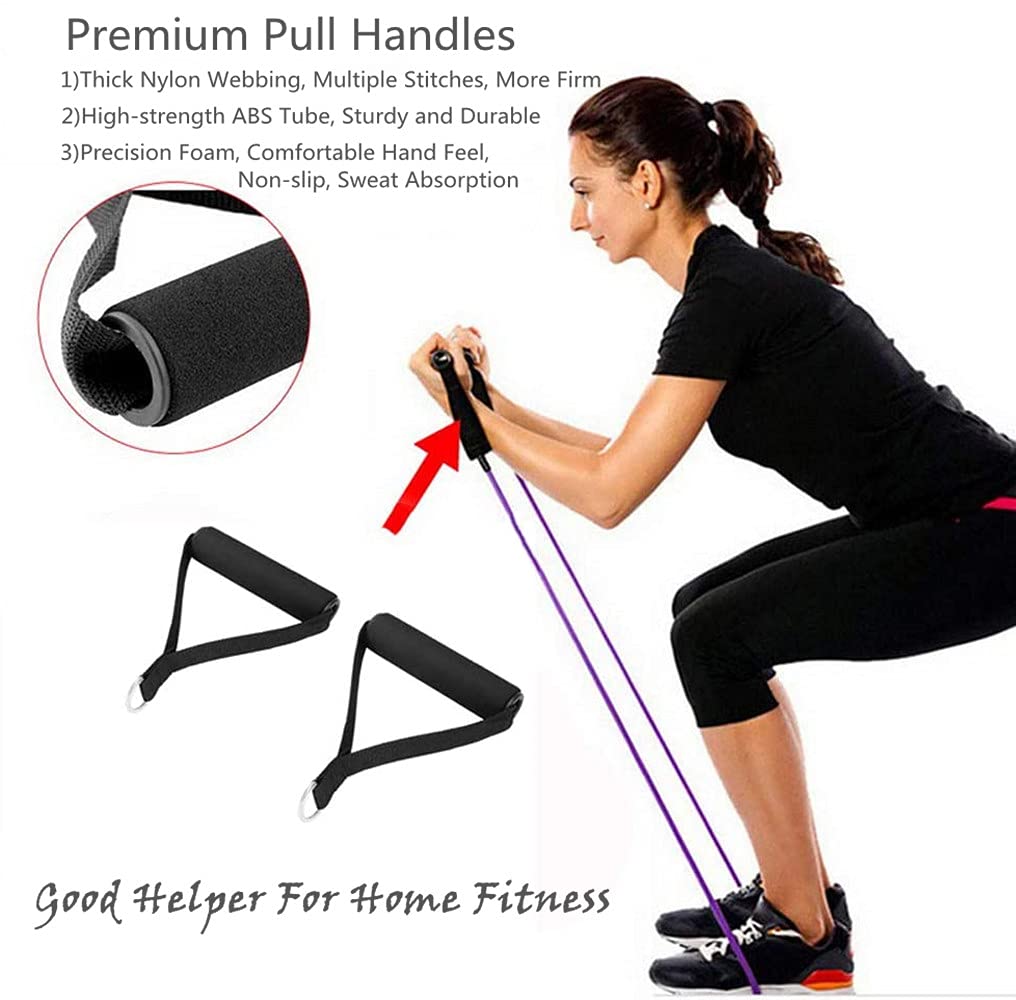 Premium Exercise Pull Handles, Resistance Bands Handle, Fitness Handle, Workout Handles Dense Foam Wrap Handle Replacement Fitness Equipment for Pilates, Yoga, Strength Training（a Pair,Black