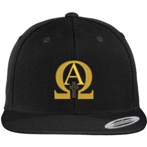 trendy apparel shop flexfit original alpha omega embroidered flat bill snapback cap - black