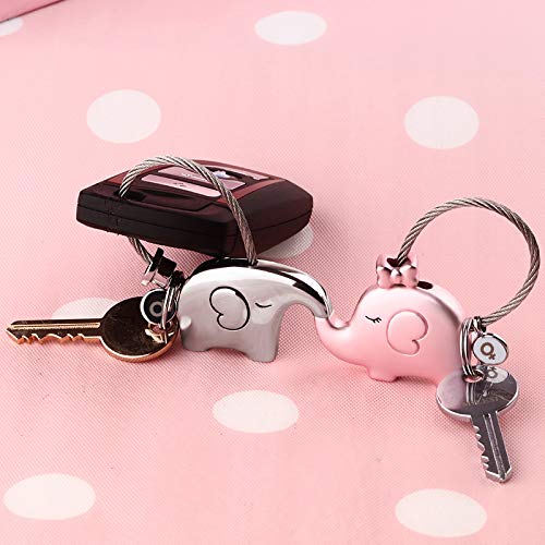 MILESI Original Fantastic Kissing Elephant Couples Keychains Birthday Valentines Gifts Cute Charm Set Couple Gift(black-gold)