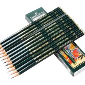 Faber-Castell pencils, Castell 9000 graphite pencils, 8B Pre-sharpened Black lead pencils for sketch, shading, drawing, artist - box of 12 (8B)