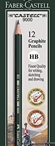 Faber-Castell Pencils, Castell 9000 Art graphite pencils, HB No.2 Pencil for drawing, writing, sketch, shading, artist, school supplies pencils - 12 pack (HB)