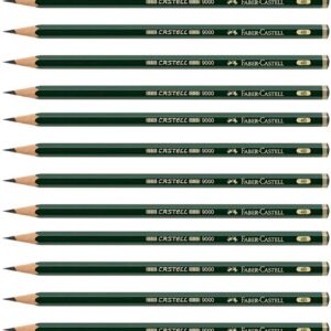 Faber-Castell Pencils, Castell 9000 Artist graphite pencils, 4B black lead Pencil for drawing, sketch, shading - box of 12