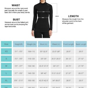 BALEAF Women's Thermal Shirts Long Sleeve Running Workout Shirts Mock Neck Winter Cold Weather Hiking Gear Fleece Lined Tops Black XS