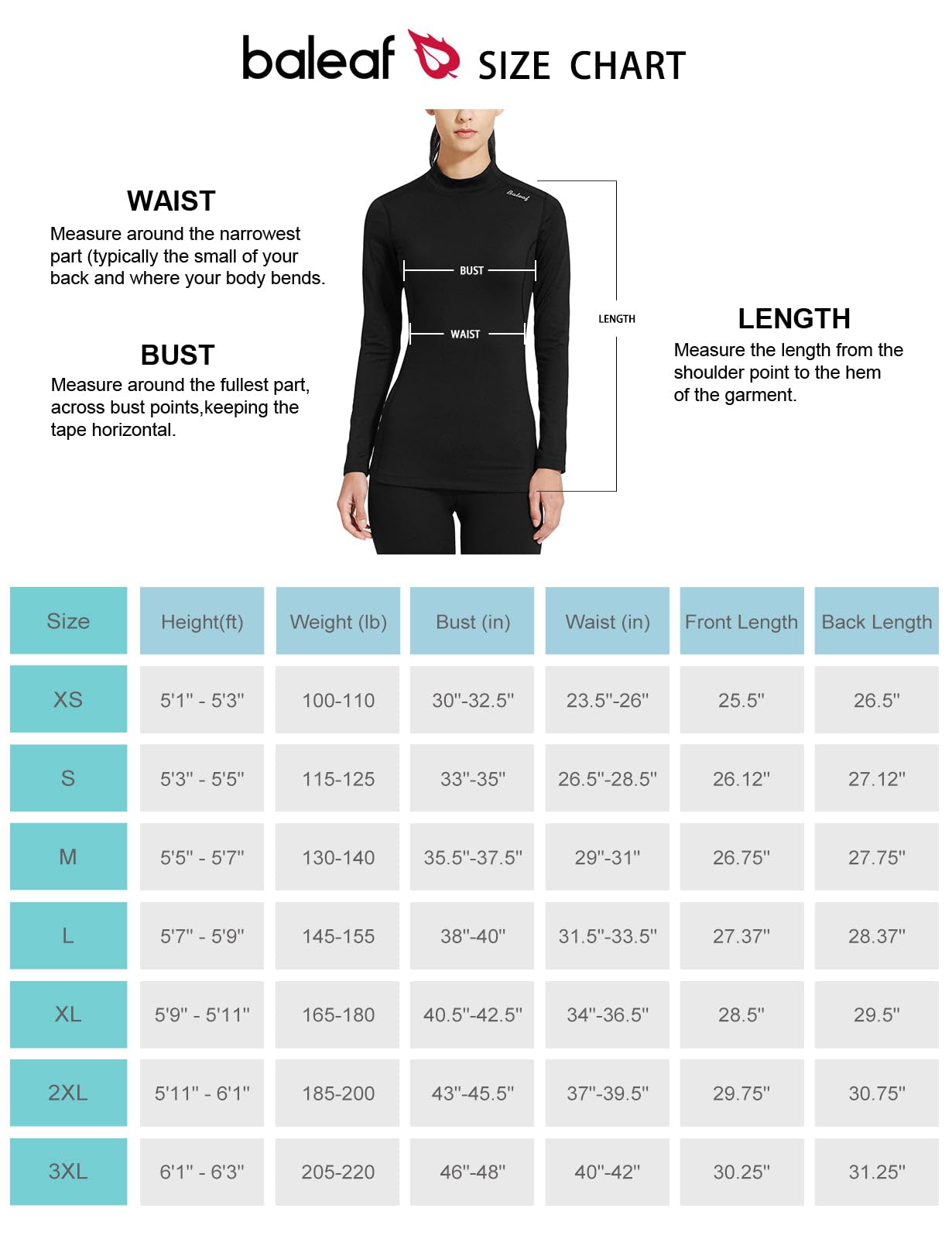 BALEAF Women's Thermal Shirts Long Sleeve Running Workout Shirts Mock Neck Winter Cold Weather Hiking Gear Fleece Lined Tops Black XS