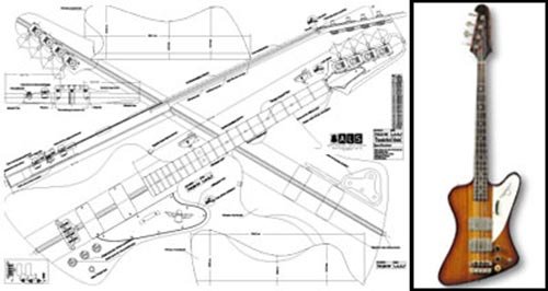 Plan of Thunderbird 4-string Bass - Full Scale Print