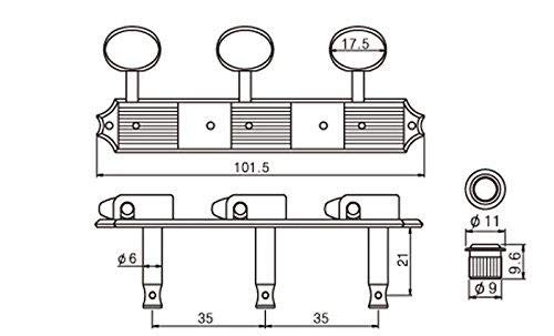 KAISH Nickel w/Aged White 3 per side 3x3 on a Plate Vintage Guitar Tuning Keys Tuners