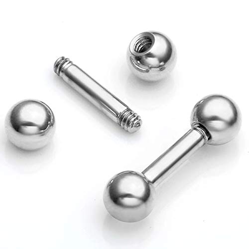 Stainless Steel 14G Body Piercing Barbells Silver Gold Black Rainbow Color 6mm Post Studs Earring Nipple Nose Tongue Helix Tragus Cartilage Labaret Medusa Lip Eyebrow Straight Bar 4mm Ball Screw