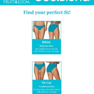 Fruit Of The Loom Womens Breathable Underwear, Moisture Wicking Keeps You Cool & Comfortable, Available Plus Size Bikini, Coolblend - Bikini - 4 Pack - Colors May Vary, 7 US