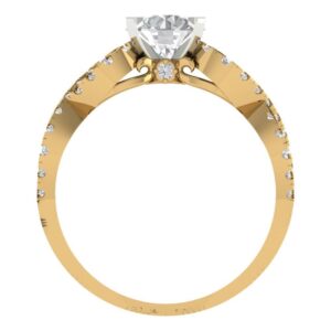 1.36 Ct Round Cut Clear Simulated Diamond 14K Yellow White Gold Solitaire with Accents Engagement Promise Ring Size 5.25