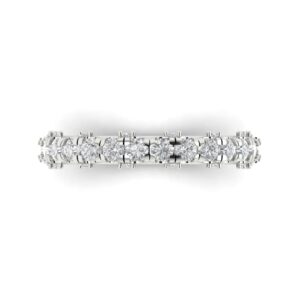 3.13 ct Round Cut Clear Simulated Diamond 14k White Gold Eternity Wedding Engagement Promise anniversary Band Sz 3.5