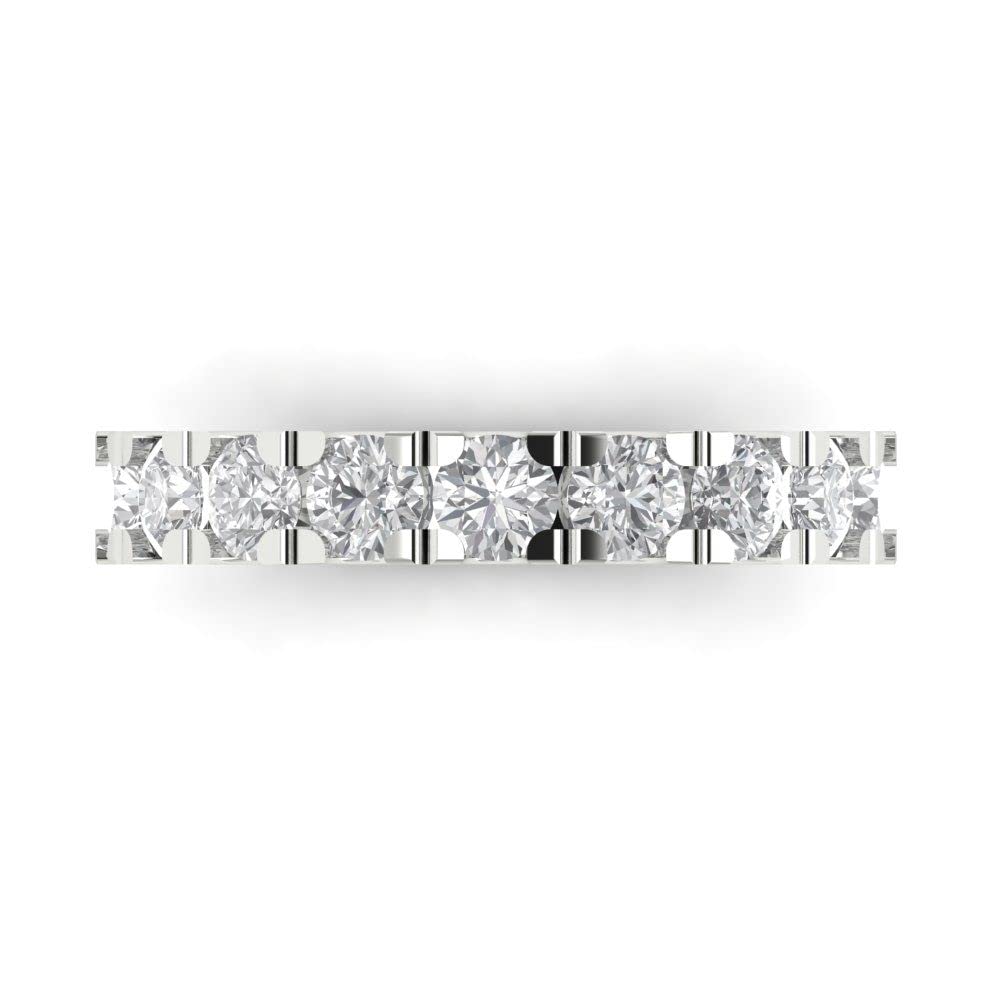 1.53 ct Round Cut Clear Simulated Diamond 14k White Gold Stackable Wedding Engagement Promise anniversary Band Sz 3.5