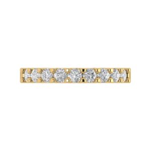 Yellow Solid 14k Gold Stackable Wedding Bridal Engagement Ring Band - Clear Simulated Diamond 0.63Ct Round Cut Sz 7.75