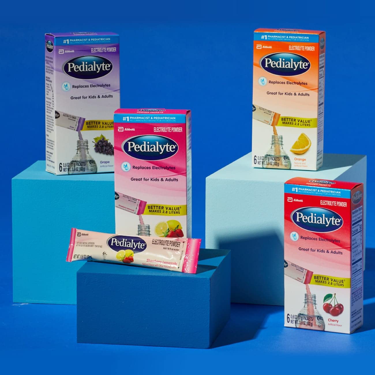 Pedialyte Electrolyte Powder Packets, Strawberry Lemonade, Hydration Drink, 18 Single-Serving Powder Packets