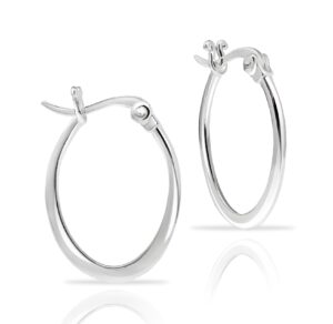 hoops & loops sterling silver flat oval hoop earrings for women