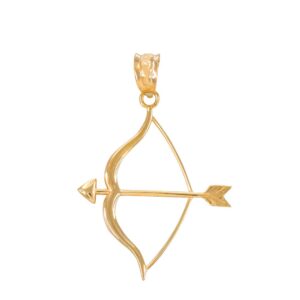 polished 10k yellow gold bow and arrow charm pendant