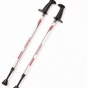 Urban Poling ACTIVATOR®, Silver with Red/Gray, 1 Pair – for Users 4'2"–6' – Lightweight, Aluminum Nordic Walking Sticks – Collapsible & Adjustable Hiking Gear – Ergonomic Rubber Grip, Carbide Metal