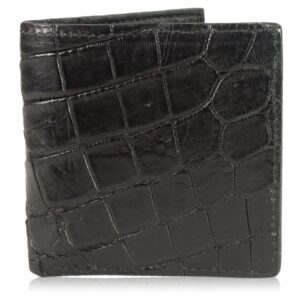 black genuine alligator skin hipster wallet handmade with 12 card slots