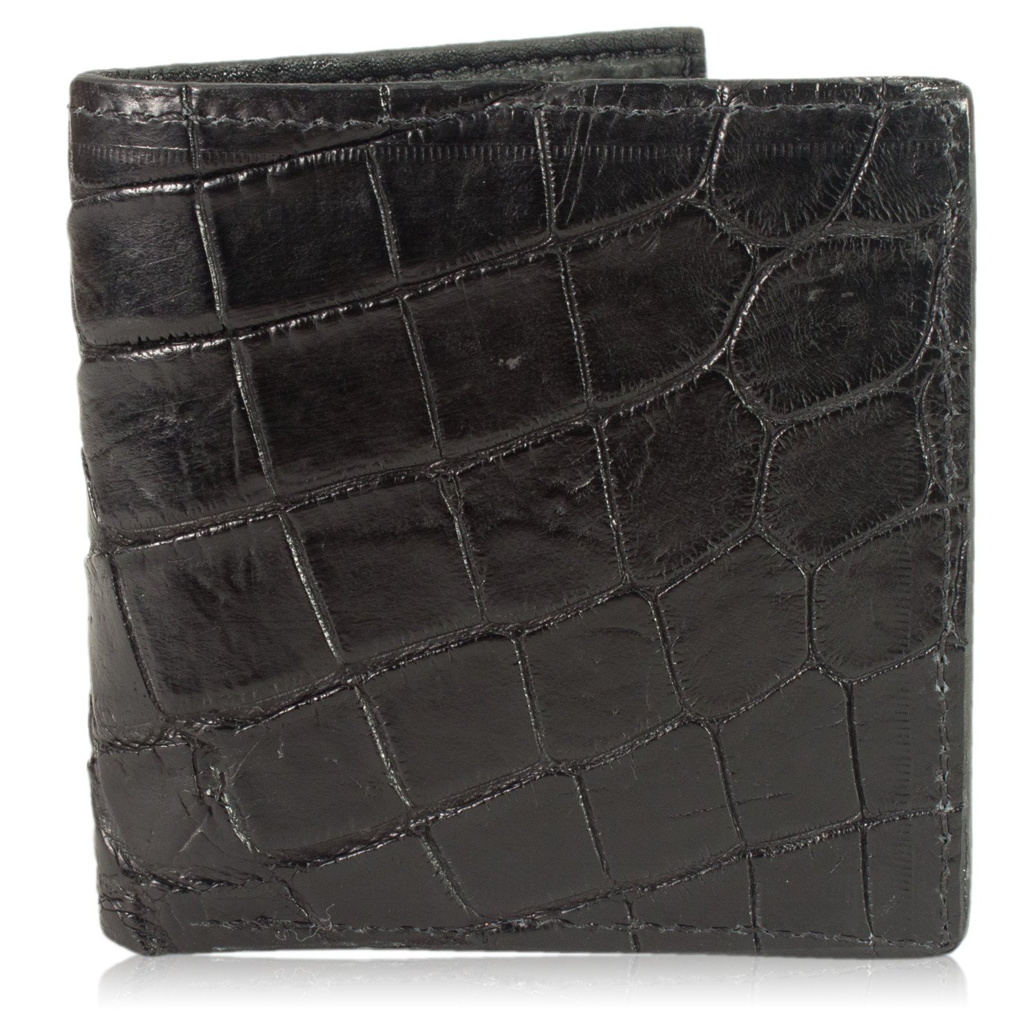 Black Genuine Alligator Skin Hipster Wallet Handmade with 12 Card Slots