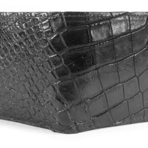 Black Genuine Alligator Skin Hipster Wallet Handmade with 12 Card Slots