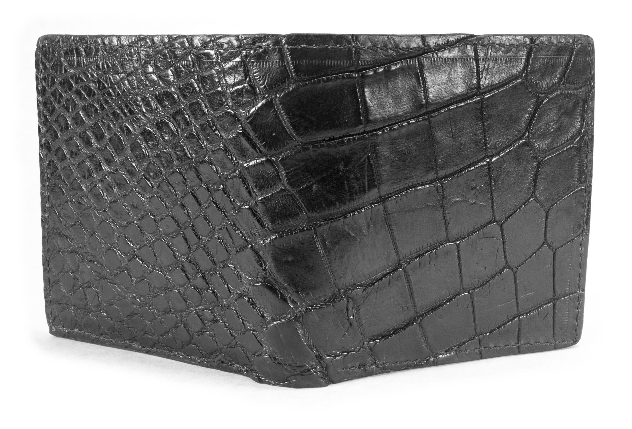 Black Genuine Alligator Skin Hipster Wallet Handmade with 12 Card Slots